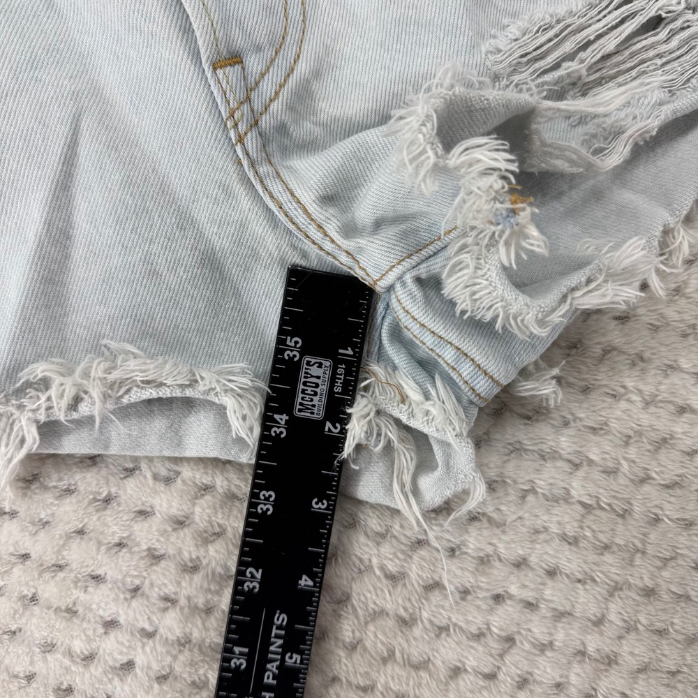 Levis 501 Original Denim Shorts Womens 28 Light Wash Distressed High Rise Button - Picture 5 of 10